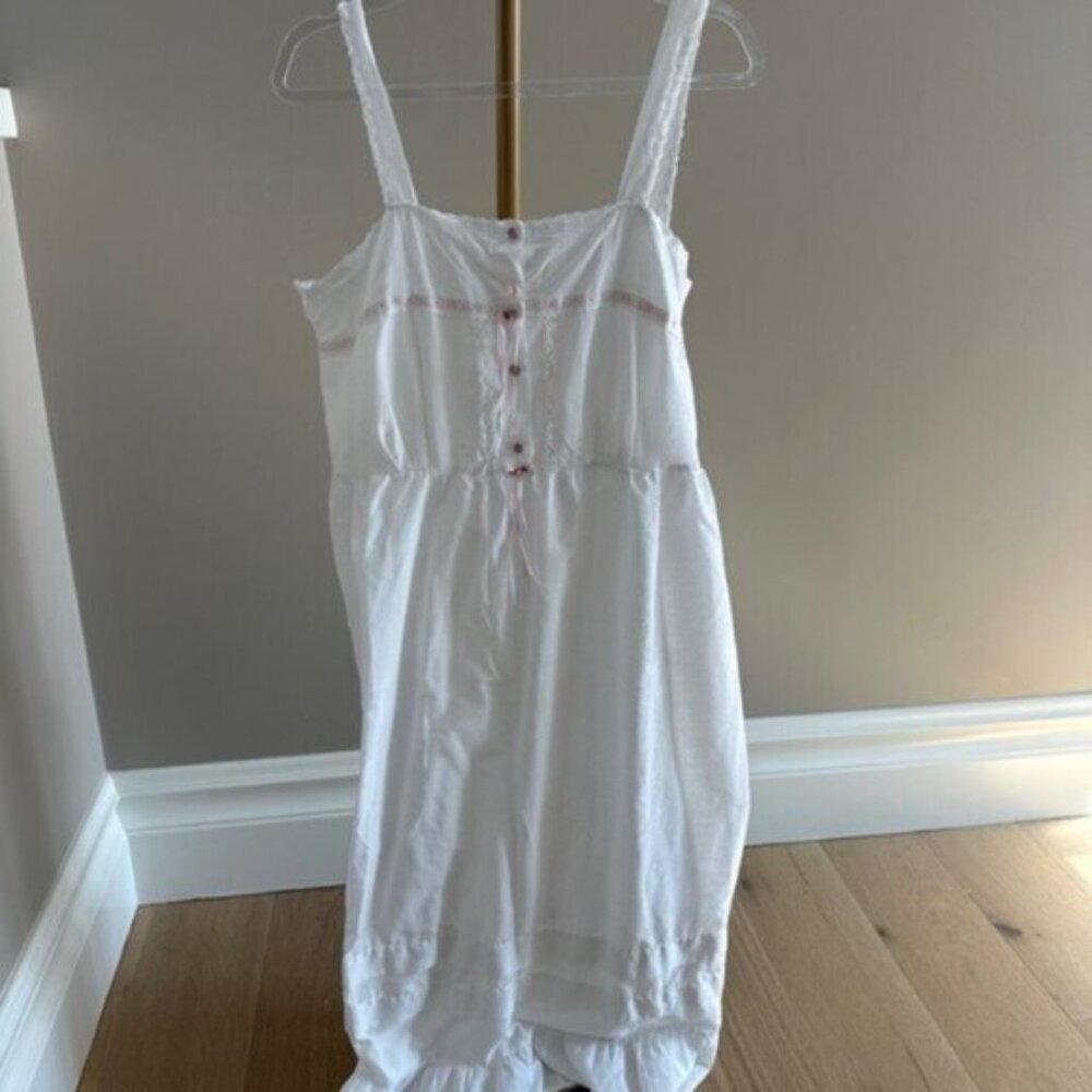 Vintage White & Pink Nightgown Nap Dress Day Dress M